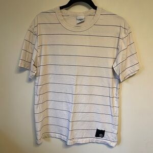 Zara Men's white and Black Striped Tee size small